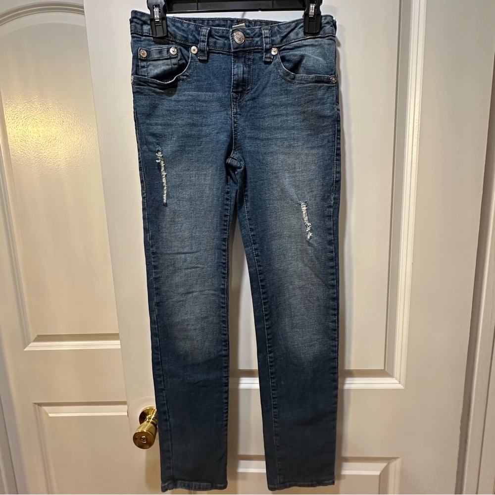 True Religion Boys Geno Relaxed Slim Jeans Size 16 Midway Distressed 28.5 Inseam